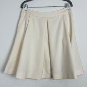 OSMAN Pleated A-Line Wool Cream‎ Skirt